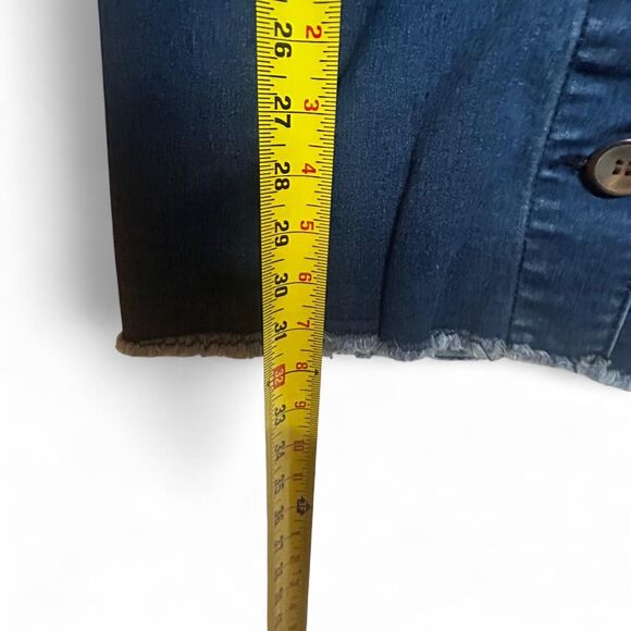 Women's Summer Sleeveless V-Neck Knee-High Solid Color Denim Buttons Dress - Picture 5 of 5